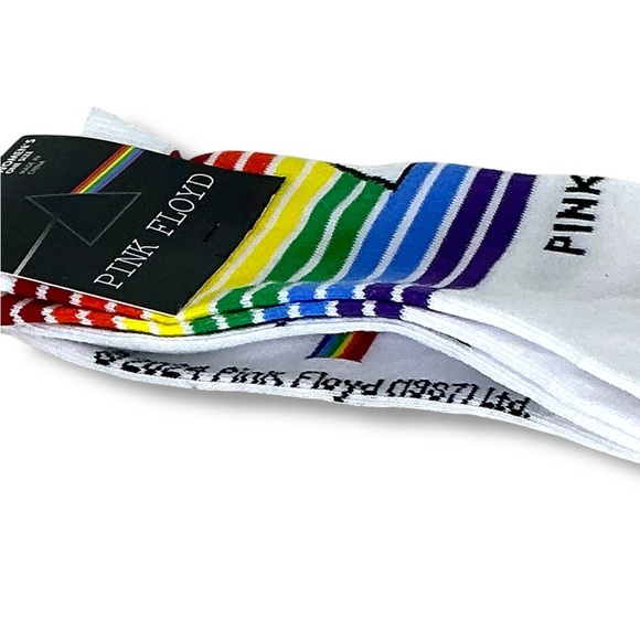 Pink Floyd Womens Crew Socks Rainbow Striped One Size NEW - Picture 2 of 16